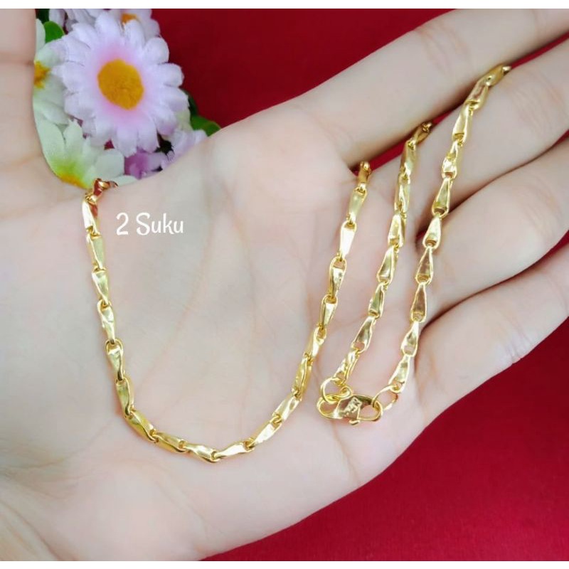 kalung dewasa motif padi emas muda