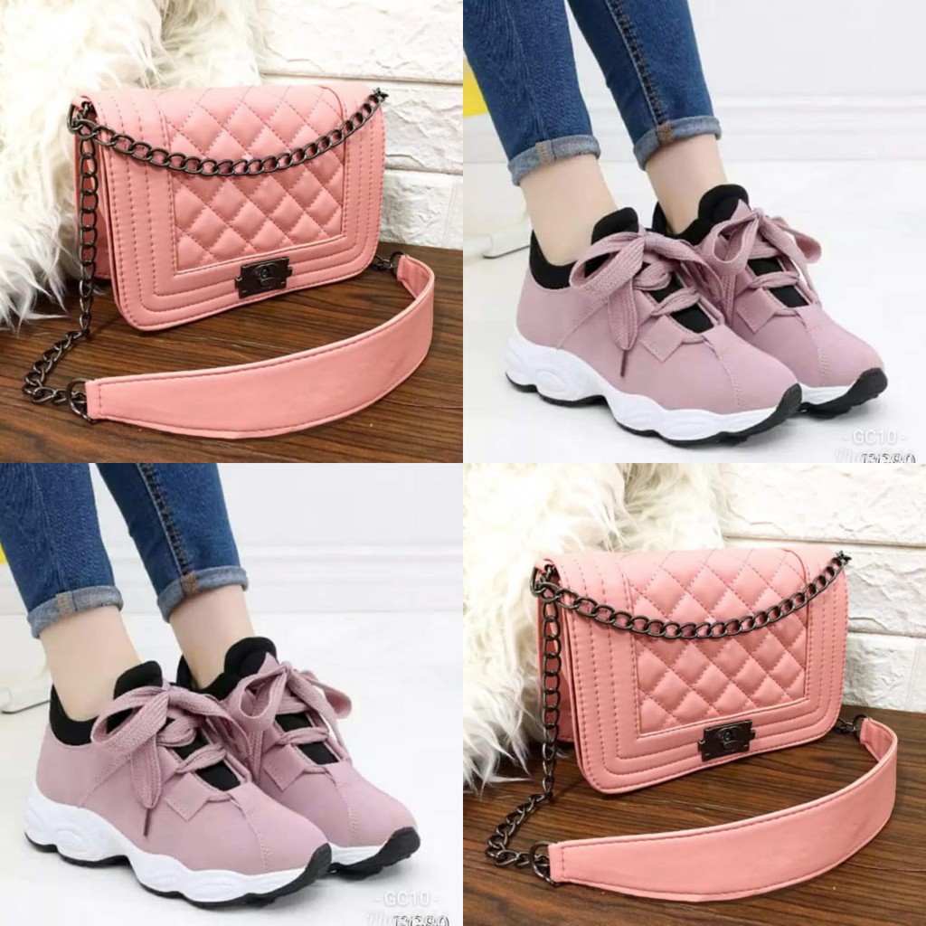 paket sneakers korea dan tas selempang terbaru dan best selller