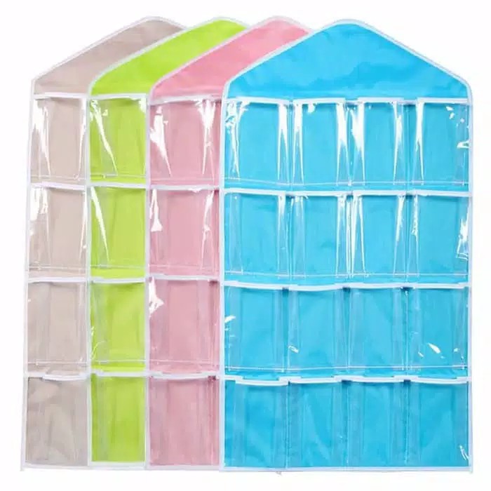 ♫ Megata ♫ A069 Pouch Hanging Organizer 16 Sekat Korean Set Tempat Celana Dalam Gantung