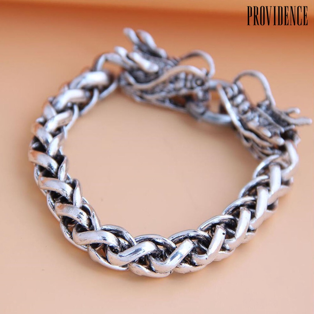 Providence Gelang Tangan Rantai Tebal Gaya Retro Motif Naga Bahan Alloy Untuk Perhiasan Pria