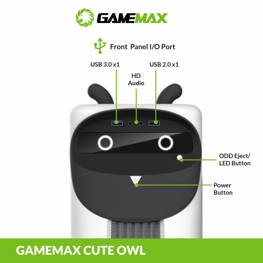 Gamemax Casing Komputer / PC Case CUTE OWL MATX