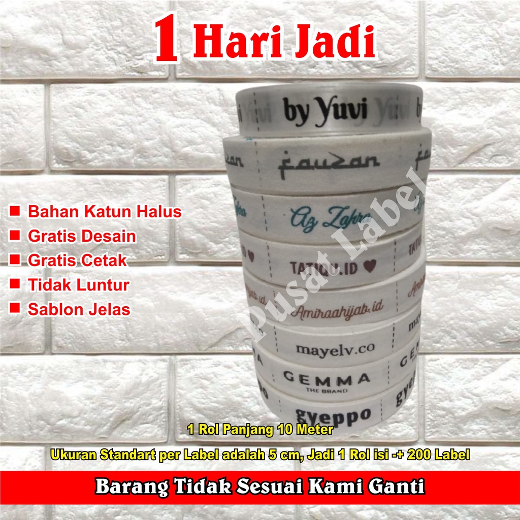 

LABEL BAJU / LABEL HIJAB / LABEL KONVEKSI BAHAN KATUN CUSTOM DESAIN