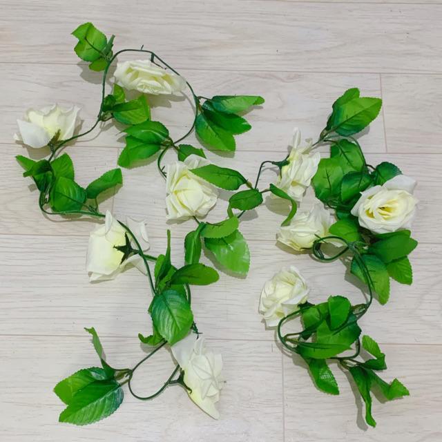 AM357 Bunga Rambat Dekorasi Ruangan Bunga Artifisial Bunga Palsu-Rose Putih
