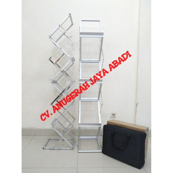 

READY RAK BROSUR DISPLAY ACRILIC ZIG ZAG 7 SUSUN STAINLESS - Putih DISKON