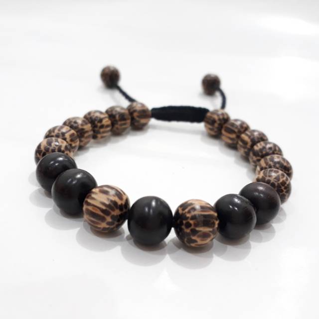 Gelang kayu liwung kombinasi kayu stigi hitam original
