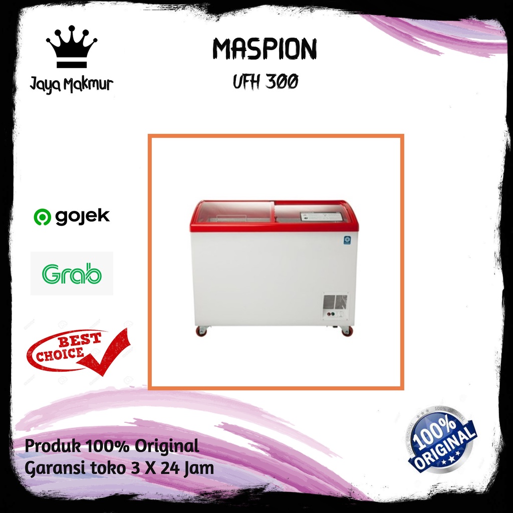 Maspion Chest Freezer Sliding Glass 300 Liter Uchida UFH-300C Es Krim
