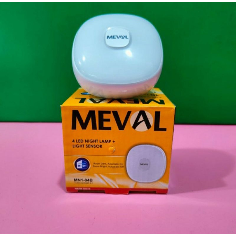 Meval lampu tidur 4 LED night light + sensor cahaya warm white kuning