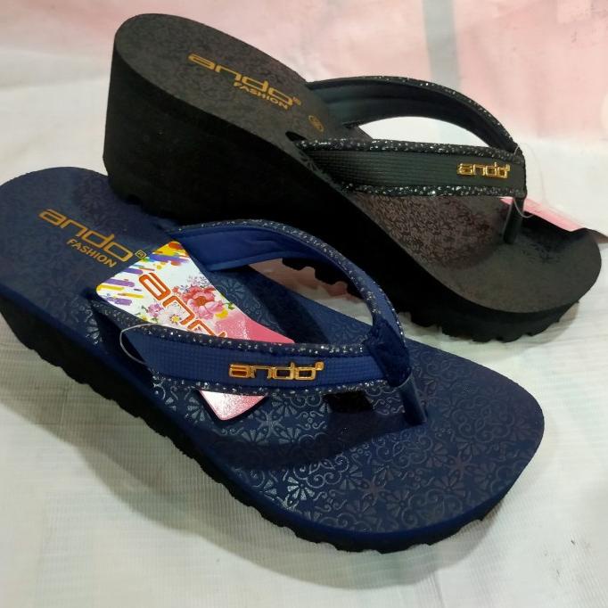 Sendal jepit tinggi wedges wanita Ando new Savira original TERPOPULER