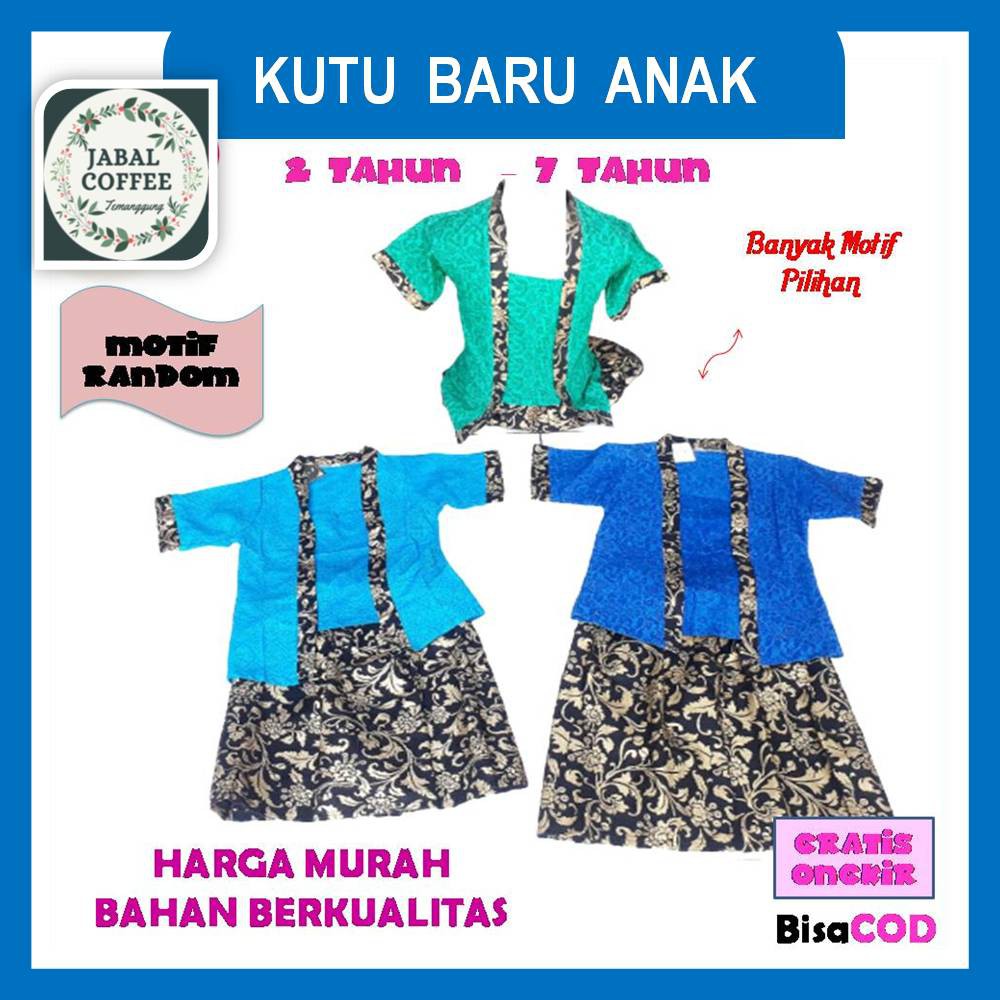 Set Kebaya Anak Anak Perempuan Murah Katun / Setelan Batik Kutu Baru Anak Usia 4 Tahun - 8 Tahun J14