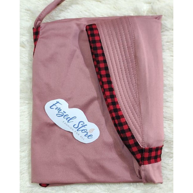 [COD] Termurah -  Jilbab Instan Serut Kotak | Hijab Serut Inayah Jilbab Jersi Serut Jersey Jumbo-Dusty Pink