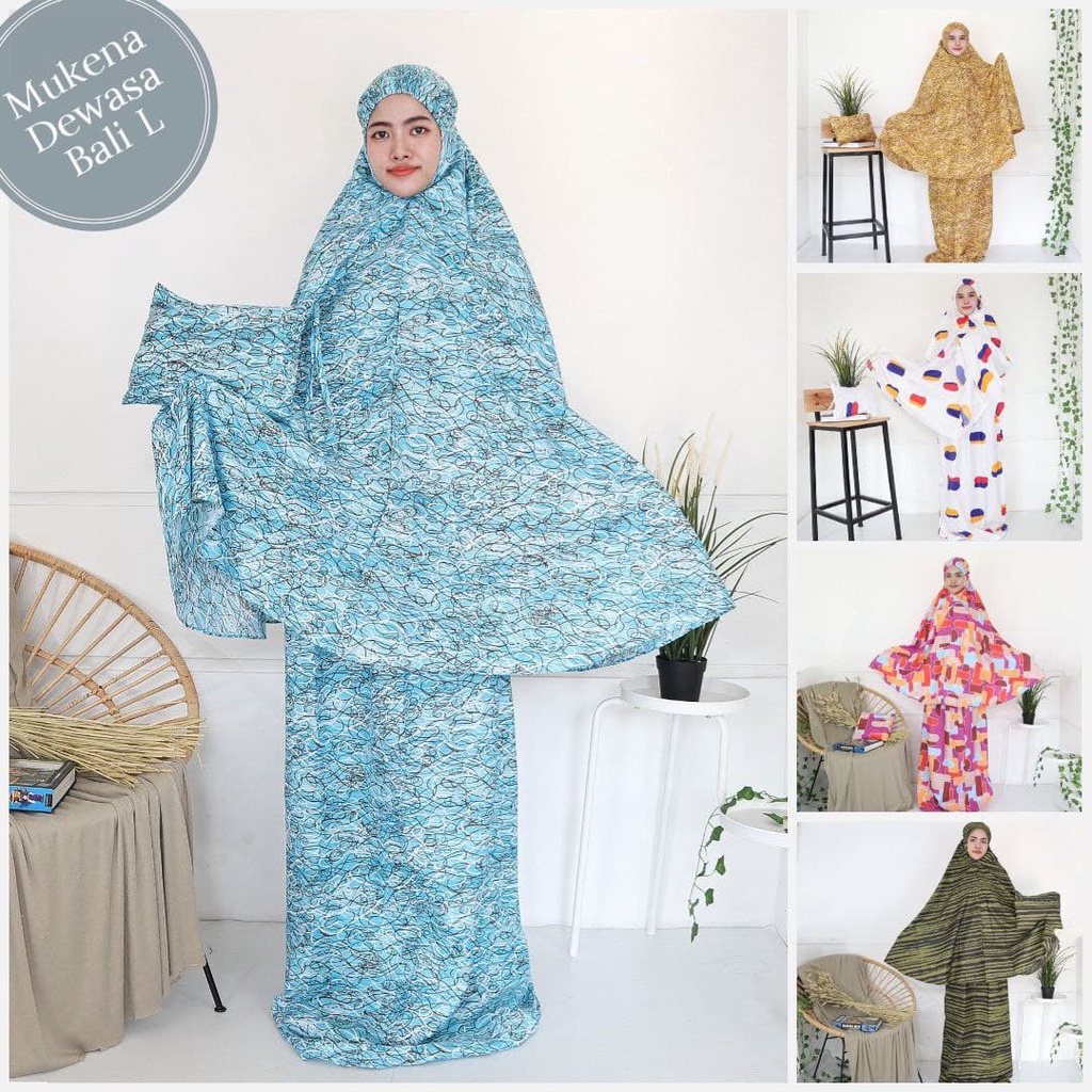 IZANY MUKENA Dewasa Bali L Muslimah Saten Apple Banyak Motif