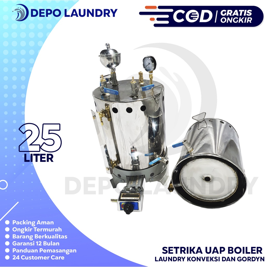 FREE ONGKIR Boiler Setrika Uap Gas 25 Liter Full stainless