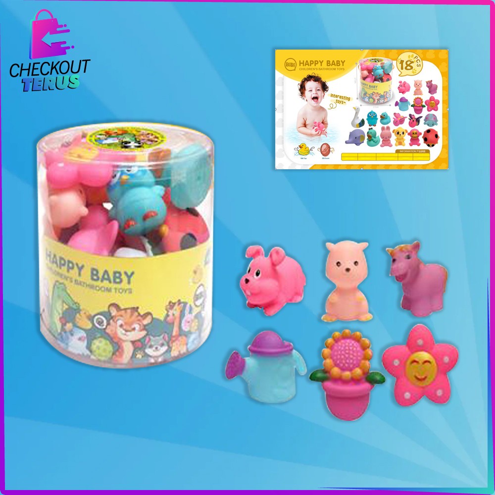 CT M253 Mainan Edukasi Baby Bath Toys Mainan Bebek Anak Bayi Mainan Mandi Anak Karet Set Karakter Bisa Bunyi