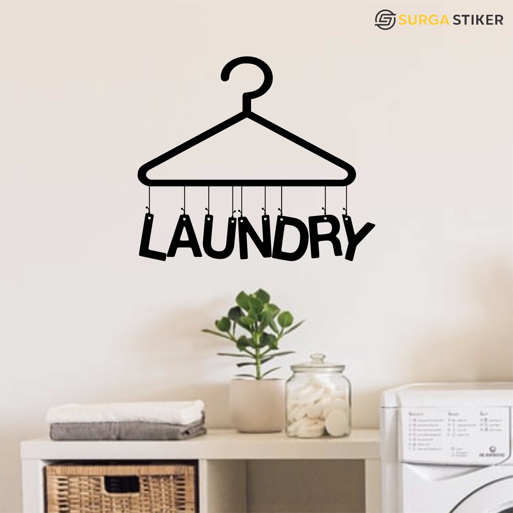 Wall Sticker Stiker Dinding Laundry Room Mesin Cuci Hiasan Dekorasi Dinding Kaca Custom