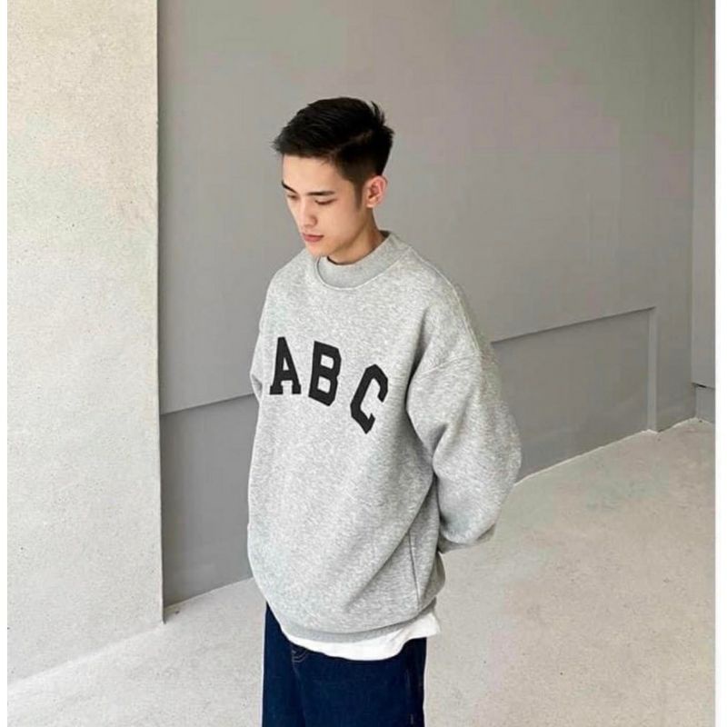 Sweater ABC FOG Unisex (S - 6XL) Crewneck Korean Style Bigsize Oversize Loose Long Sleeve Oblong Harajuku