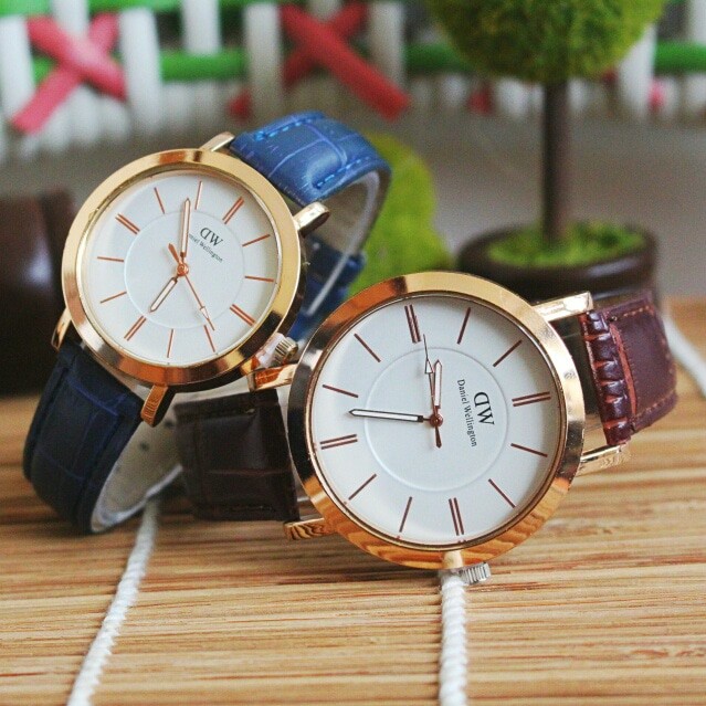 jam tangan best seller couple pria wanita Dw / jtr 1106 biru & coklat