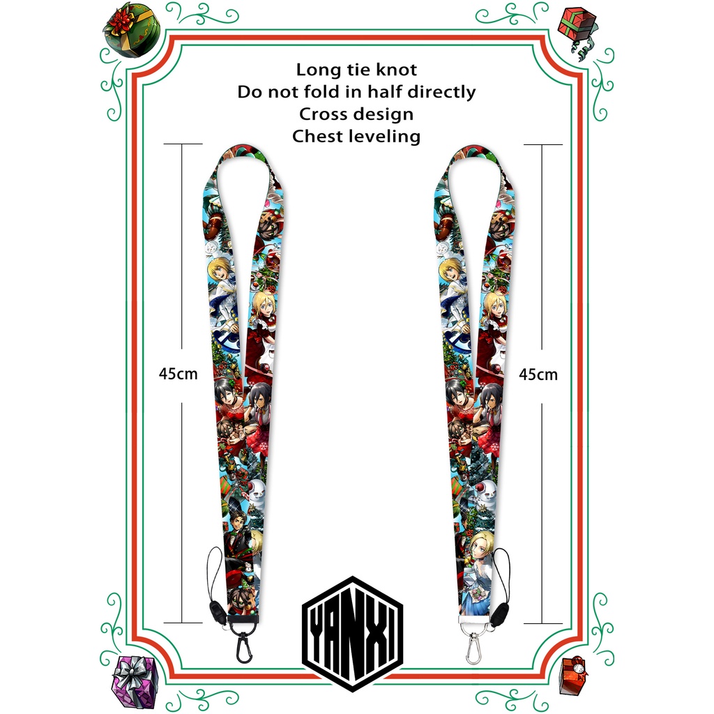 Gantungan Kunci Tali lanyard Motif attack on giant Untuk Handphone