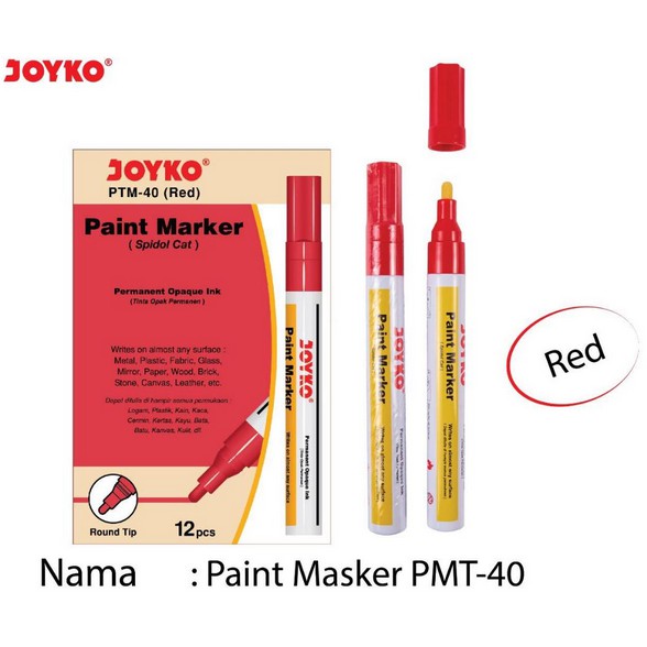 

Paint Marker RED Merah Spidol Cat Permanent Joyko PTM-40