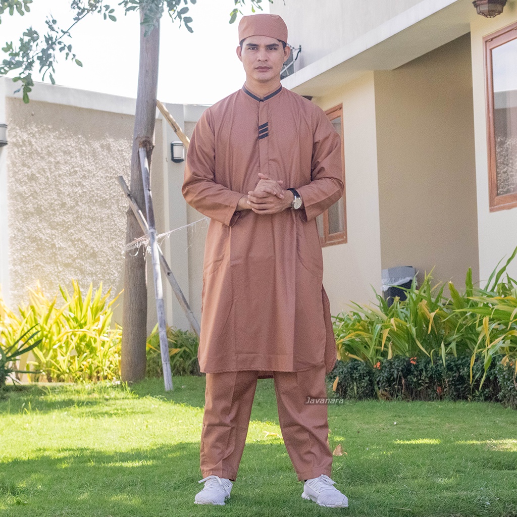 Setelan Baju Koko Pria Muslim Kurta Turki Dewasa Remaja Lengan Panjang PASHA
