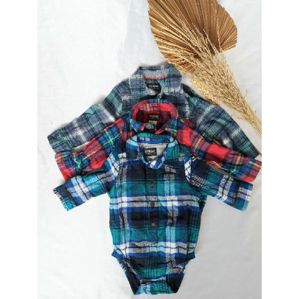 KEMEJA BODYSUIT FLANEL BOYS OSHKOSH LENGAN PANJANG/BAJU ANAK/PAKAIAN ANAK LAKI