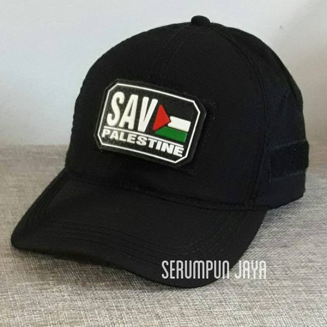 TOPI SAVE PALESTINE - PALESTINA - TOPI VELCRO HITAM + PATCH