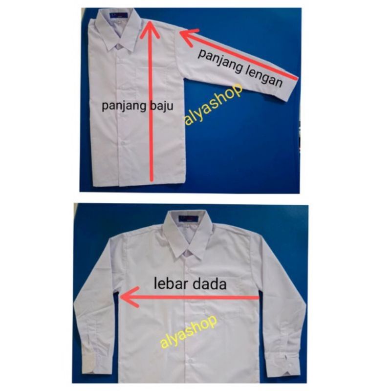 Baju Kemeja Putih Panjang Merek Bullofa untuk SD SMP SMA