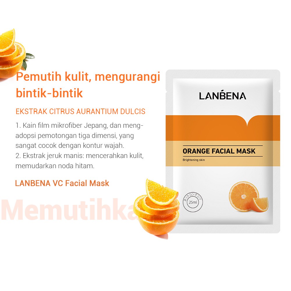 [BPOM] LANBENA Sheet Mask Orange // Peach // Avocado // Cherry Blossom // Aloe Vera // Tea Tree //  Pore Treatment