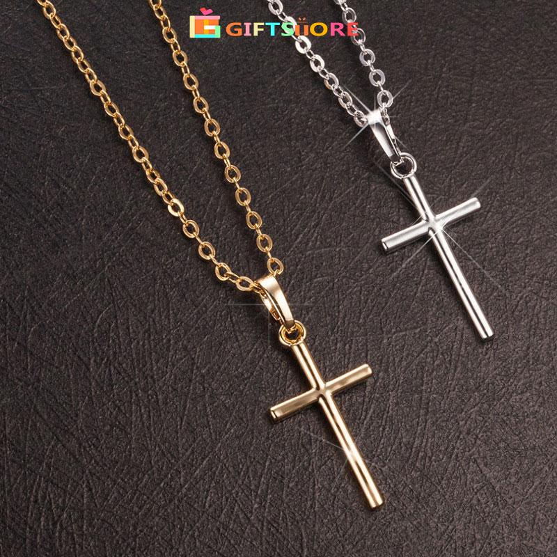 COD Kalung Rantai Pria Salib Korean Style Aksesoris Wanita Kalung Unisex Sederhana Retro Simple Akse