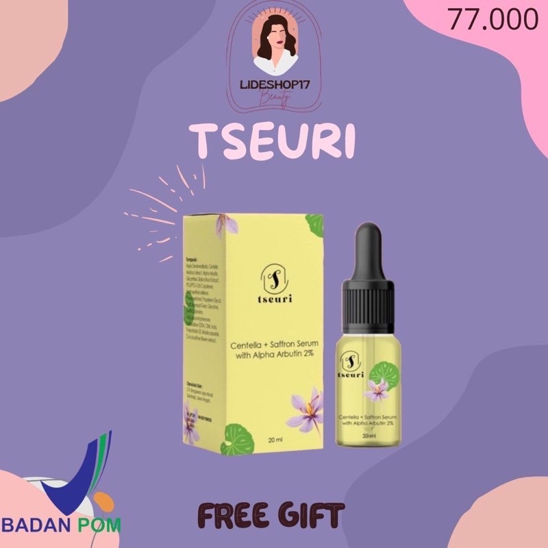 (FREE GIFT) TSEURI SERUM CENTELLA ACIATICA SERUM ALPHA ARBUTIN SERUM SAFFRON SERUM UNTUK JERAWAT