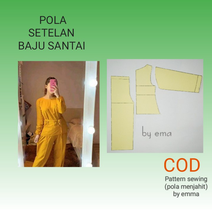 Pola / male baju santai / baju pantai / baju tidur / setelan hijab