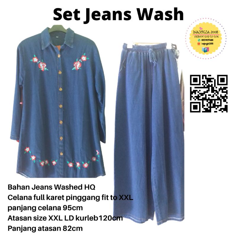 Set Jeans washed wanita/ Setelan Jeans Wanita