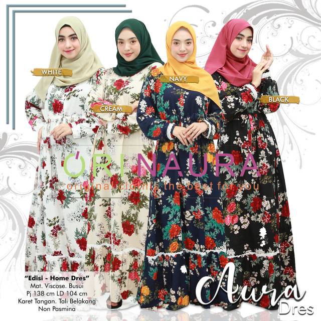 Aura Home Dress Original Naura / Orinaura Gamis Longdress Maxi Material Katun Rayon Viscose Premium