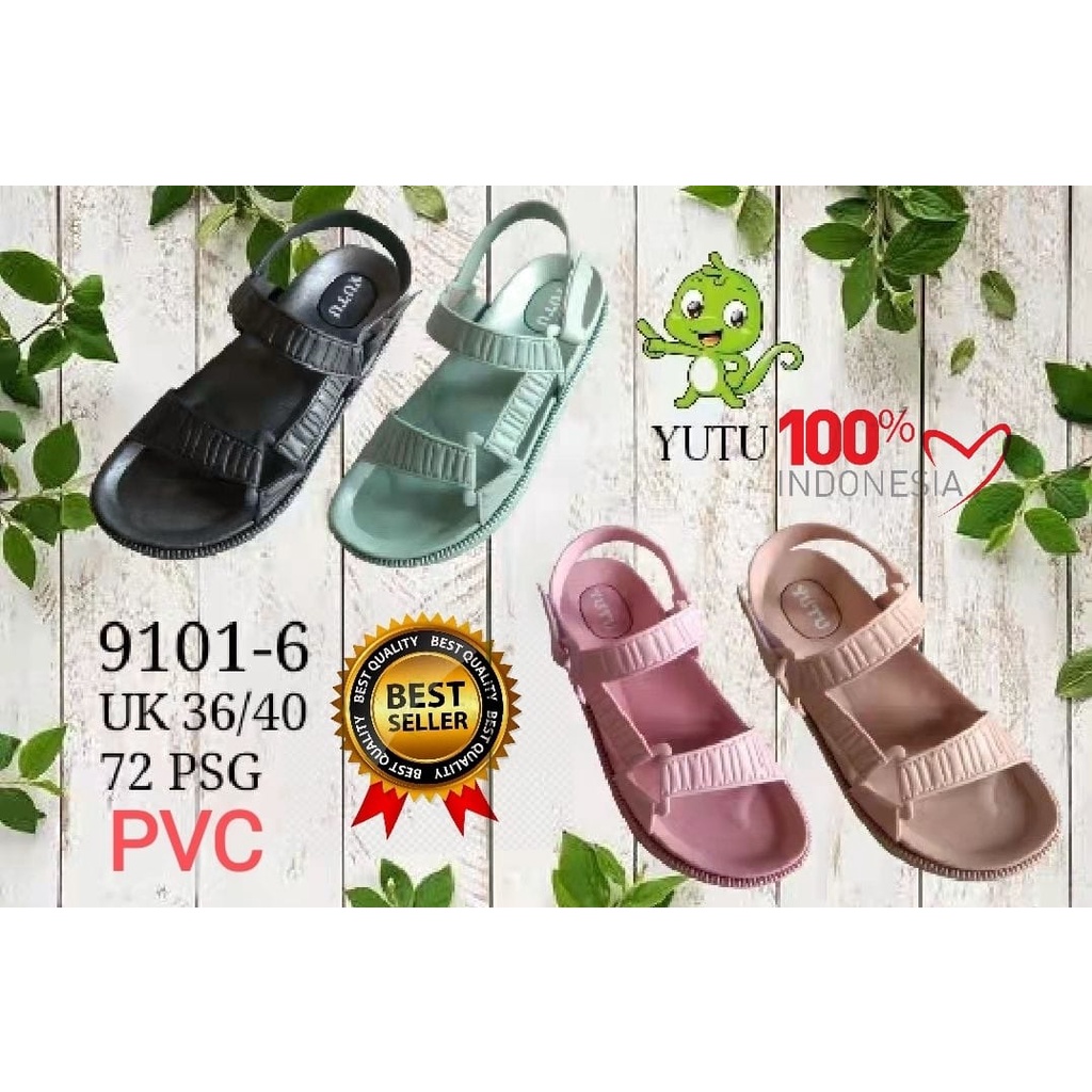 (COD) Sandal Gunung Karet Wanita Tali Perekat Yutu 9101 6