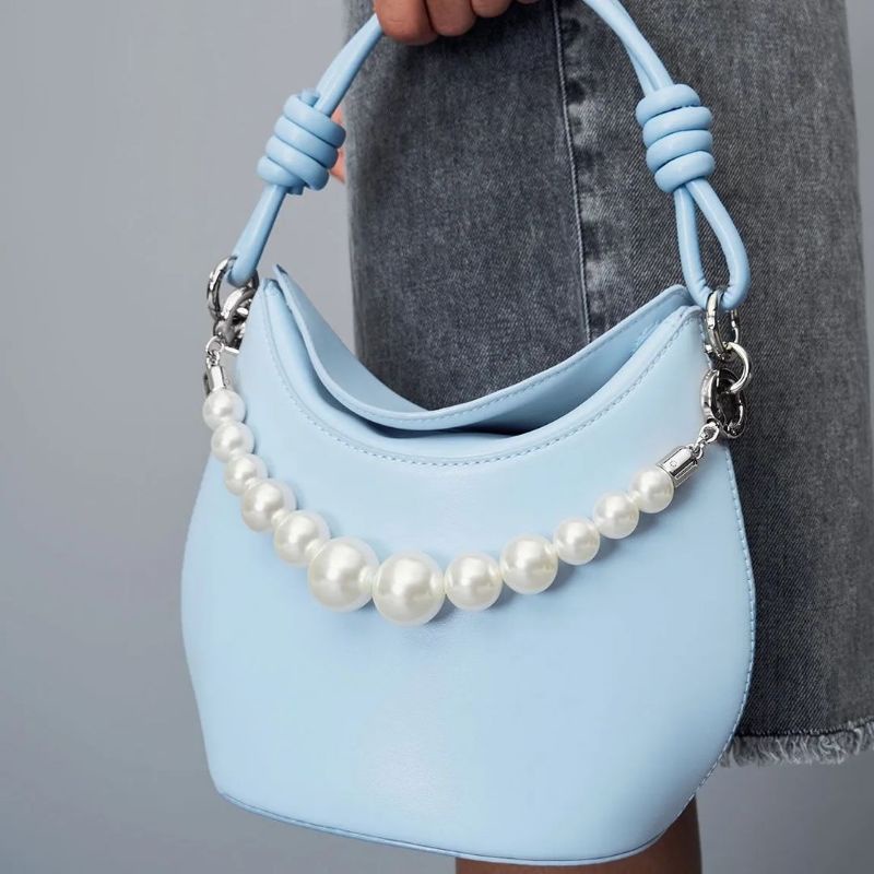 CK Bead-Embellished Knotted Handle Bag