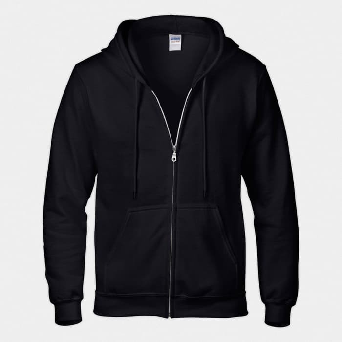 Jaket Polos Full Zip Hoodie Hitam - Gildan Heavy B FASHION DISTRO COWOK CEWEK GAYA TERBARU ABG V4E3