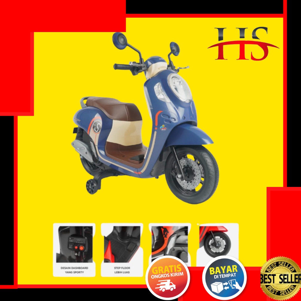 MAINAN ANAK MOTOR AKI LISTRIK HONDA SCOOPY KADO ANAK PMB M999 M 999