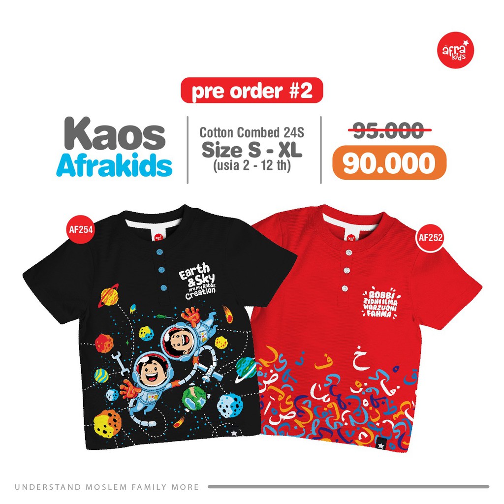 Kaos Anak Afrakids Lengan Pendek Kancing untuk anak 2-12th AF254 AF275 AF262 AF263 AF264