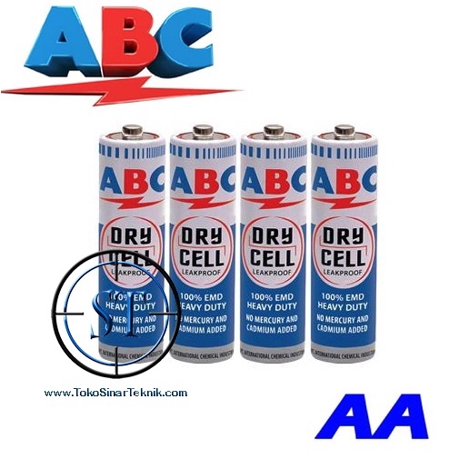 x4 Battery ABC R6 AA Biru Batere A2 BAtrei Jam Merk Abc Biru isi 4 Buah