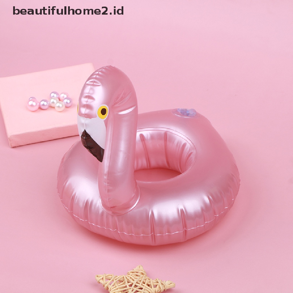 (Beautifulhome2.Id) Ban Pelampung Tiup Mini Bentuk Flamingo Holder Gelas Minuman Untuk Pesta Kolam Renang