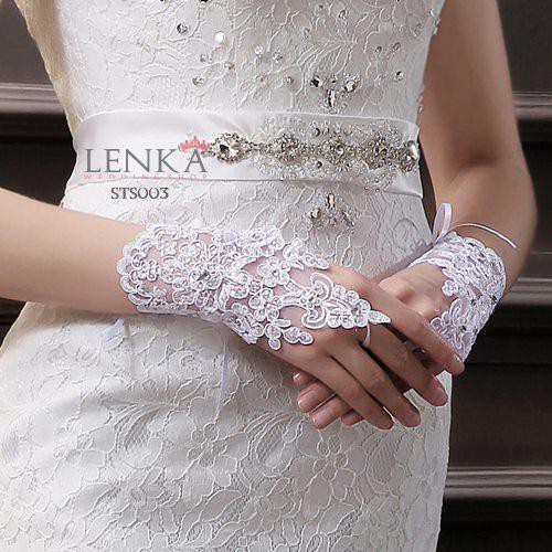 [BISA COD] AKSESORIS PENGANTIN SARUNG TANGAN PENDEK PESTA WEDDING LACE STS003