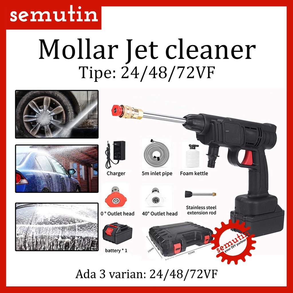 Mollar Jet Cleaner Baterai 24VF 48VF 72VF / Semprotan Air Cordless Mesin Steam Cuci Motor Mobil