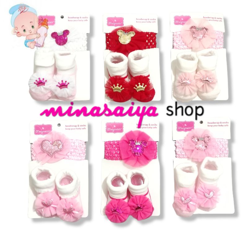 Bandana Bayi dan Kaos Kaki Bayi Perempuan Set 2 in 1