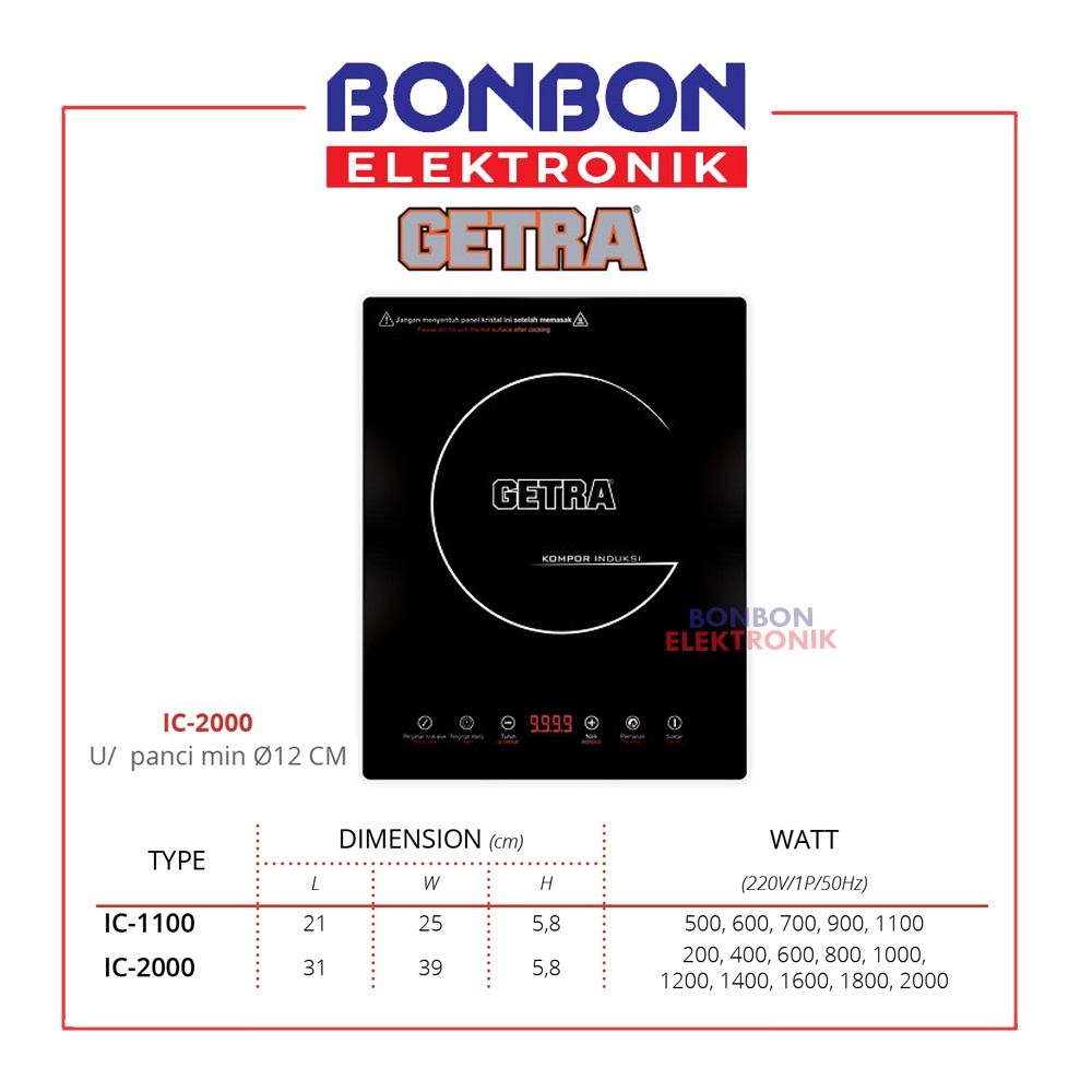 GETRA Kompor Induksi IC 2000 / Induction Cooker Murah Berkualitas