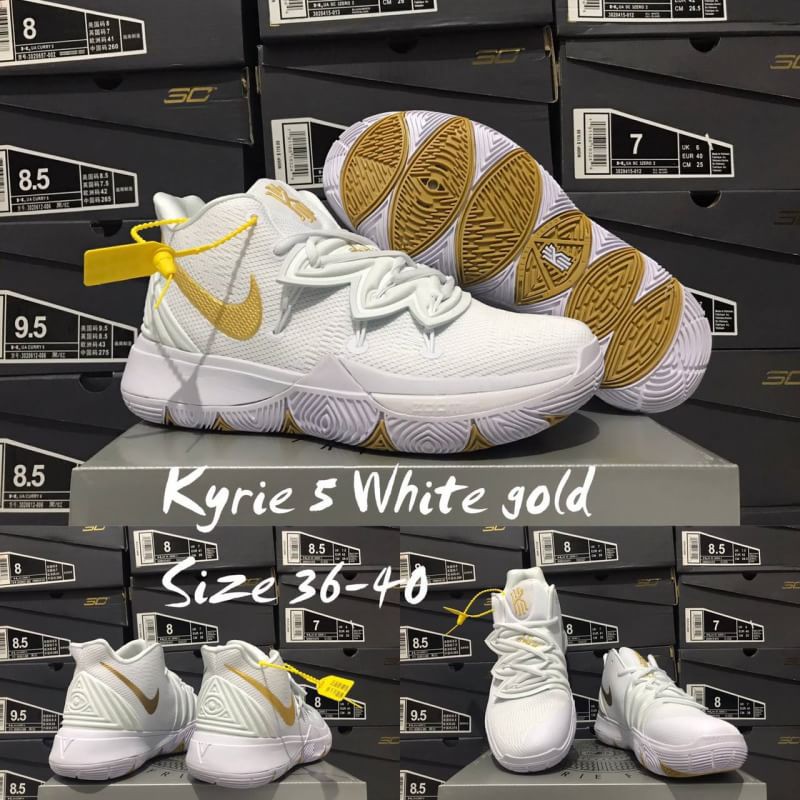 sepatu basket anak kids youth nike kyrie 5 white gold gs murah  premium quality