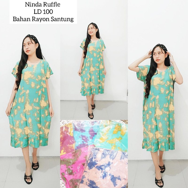 DASTER NINDA RUFFLE VIRAL BAJU TIDUR KEKINIAN HARGA GROSIR MOTIF RANDDOM SURABAYA SIDOARJO