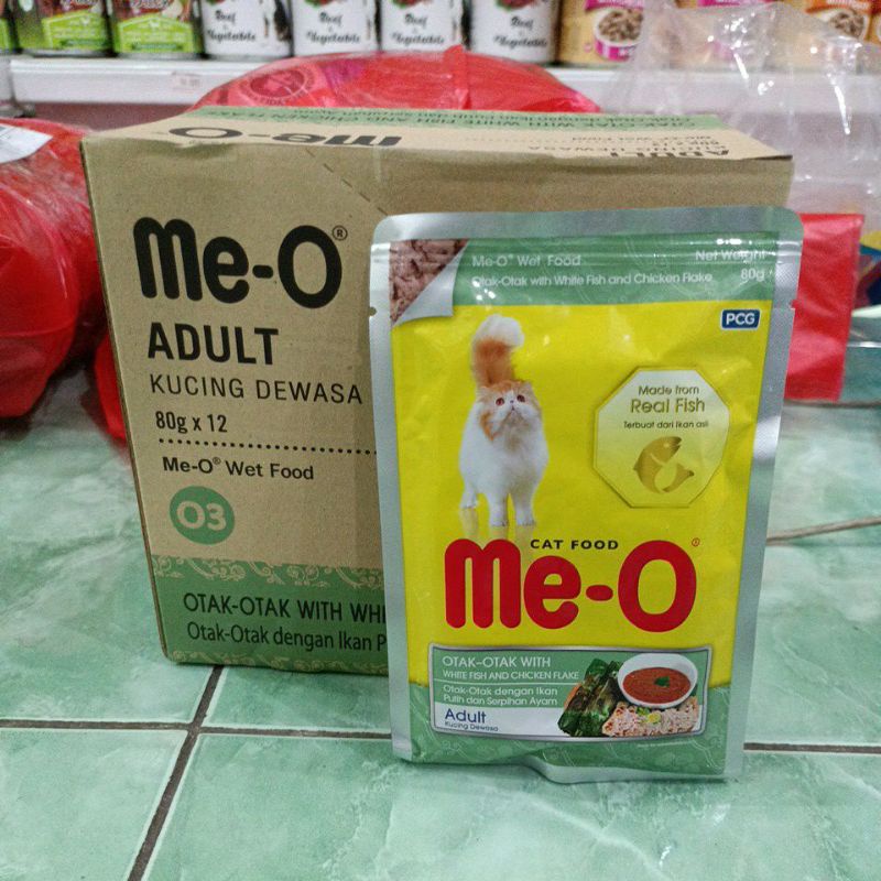 (12saset)1 dus Meo pouch adult otak-otak with white fish and chiken flake 80g/meo saset