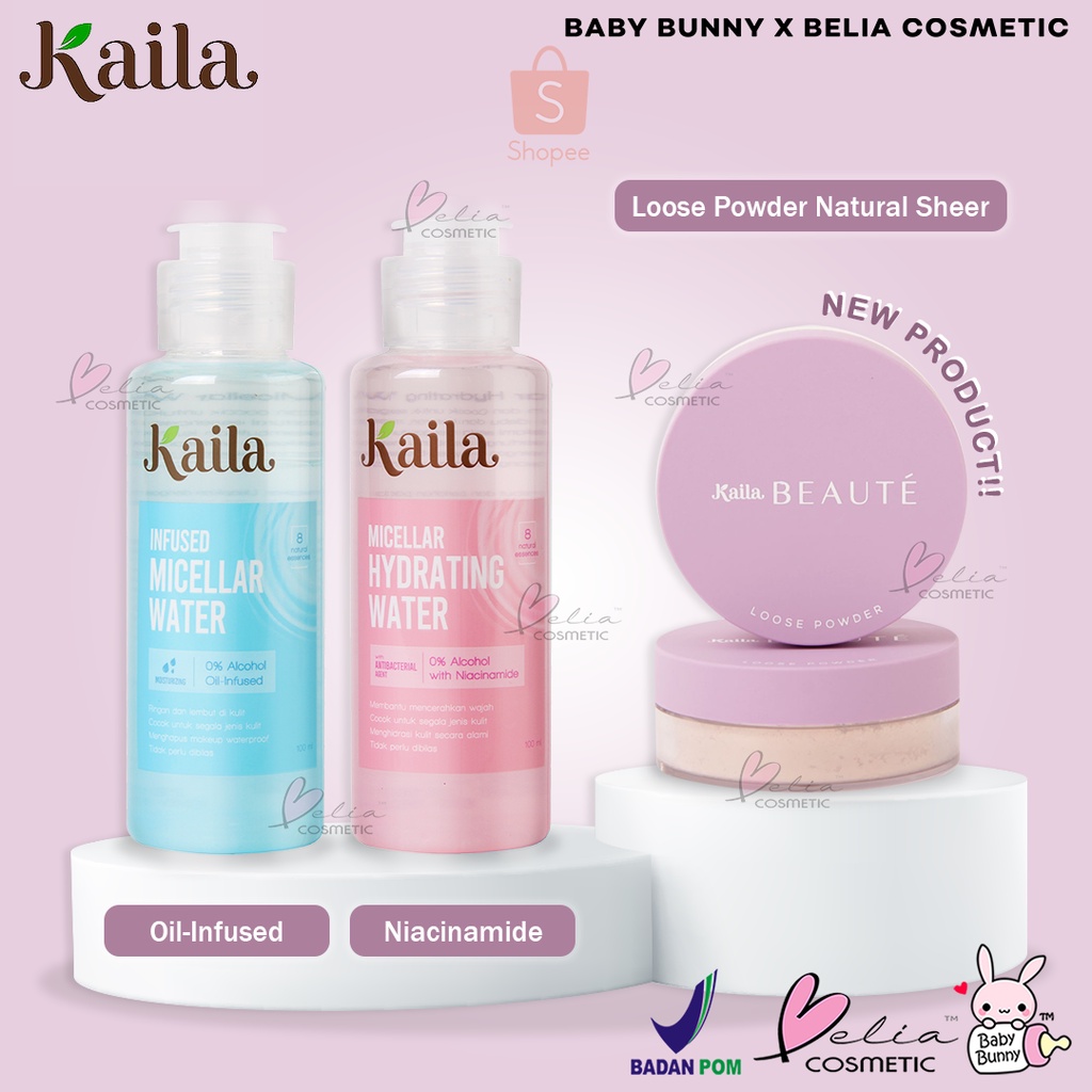 ❤ BELIA ❤ KAILA Infused Micellar Water | Micellar Hydrating Water 100ml | Loose Powder (✔BPOM)