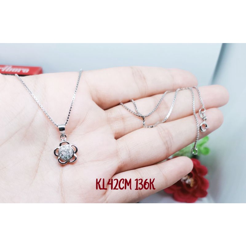 kalung set silver 3,1gram Perak import berlapis emas putih model italy liontin soruski