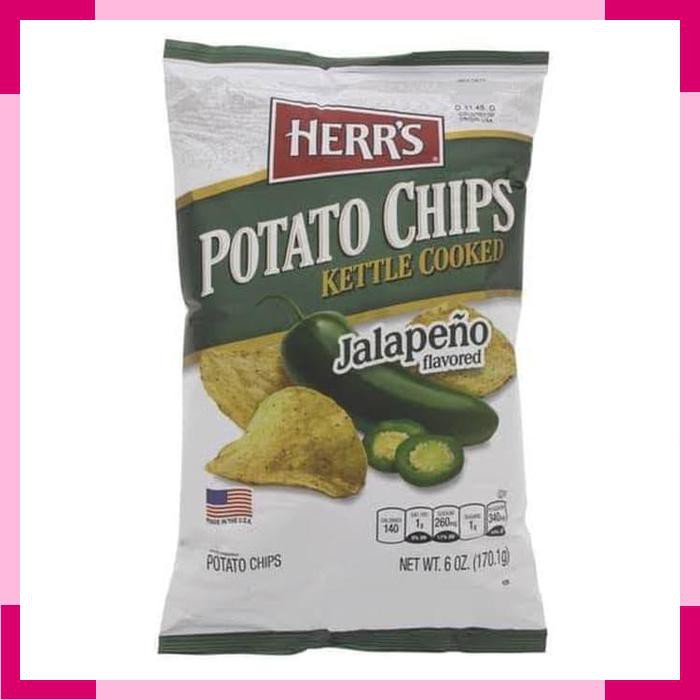 

Herr's Herrs Kettle Cooked Potato Chips Jalepeno Snack USA Snek Pedas