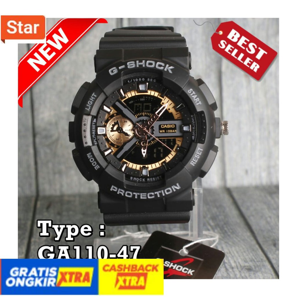 BEST SELLER  - ANTI AIR IMPORT HITAM PUTIH POLOS / JAM TANGAN PRIA G-SHOCK CASIO GA 110 ANTI AIR GS